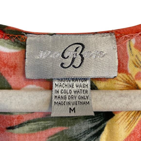 Vintage 80s Pink Yellow Hawaiian Floral Flowing Rayon Sheath Sundress Sz Medium - Picture 6 of 16